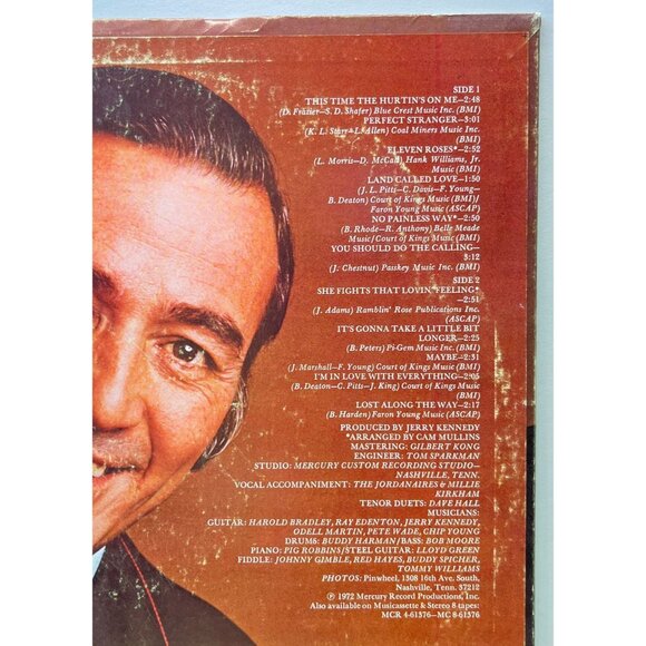 Faron Young This Time the Hurtin's On Me Country Vinyl LP 1972 Mercury 61376 VG+ - Picture 6 of 6